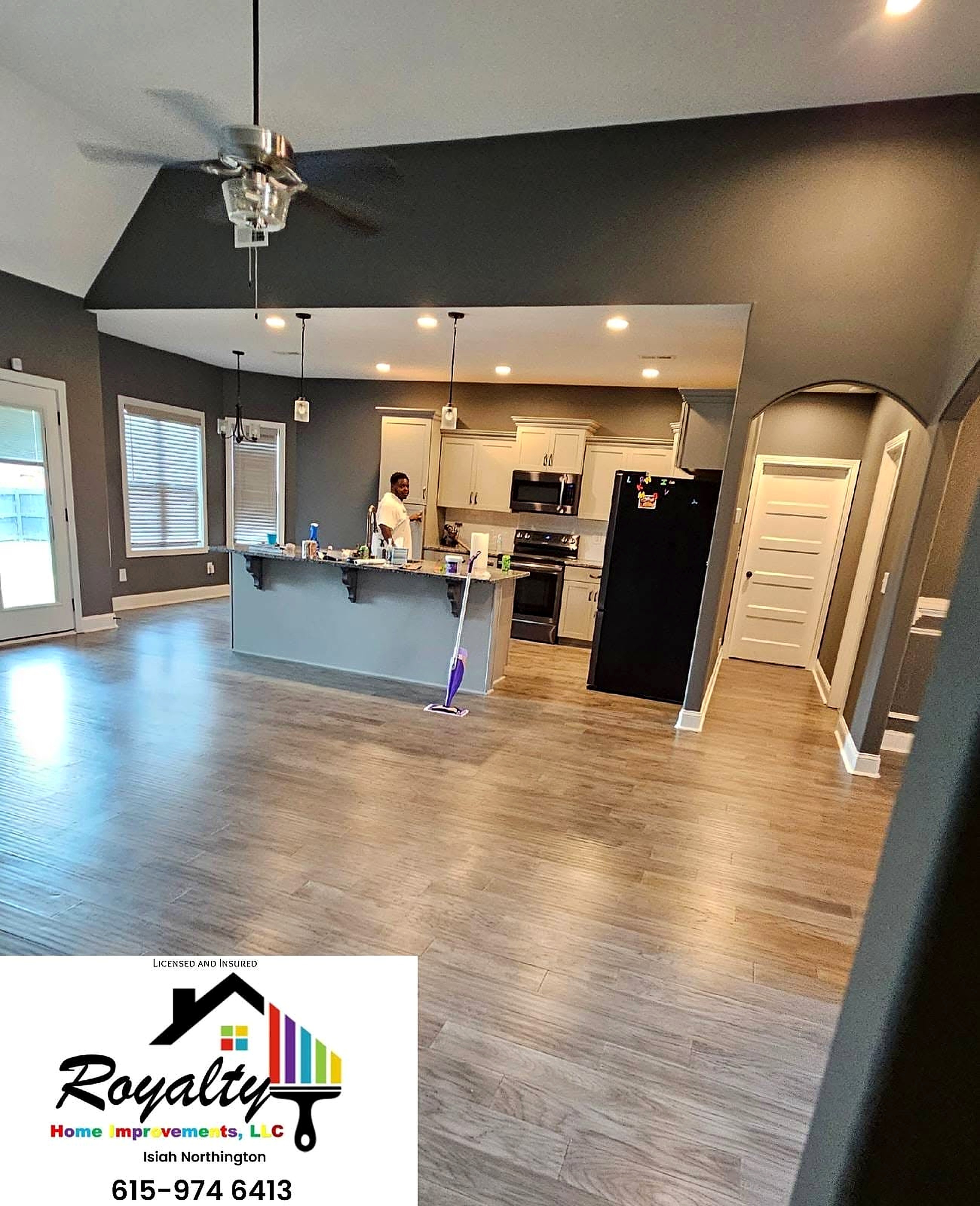 Freshly finished open-concept interior with light wood floors
