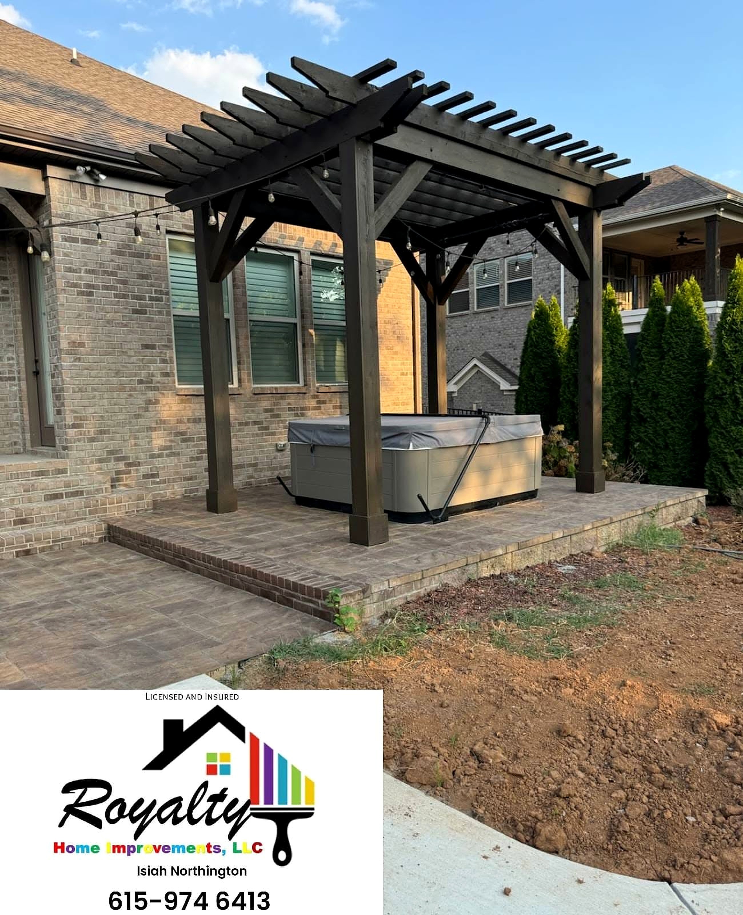 Freshly finished backyard pergola and paver patio