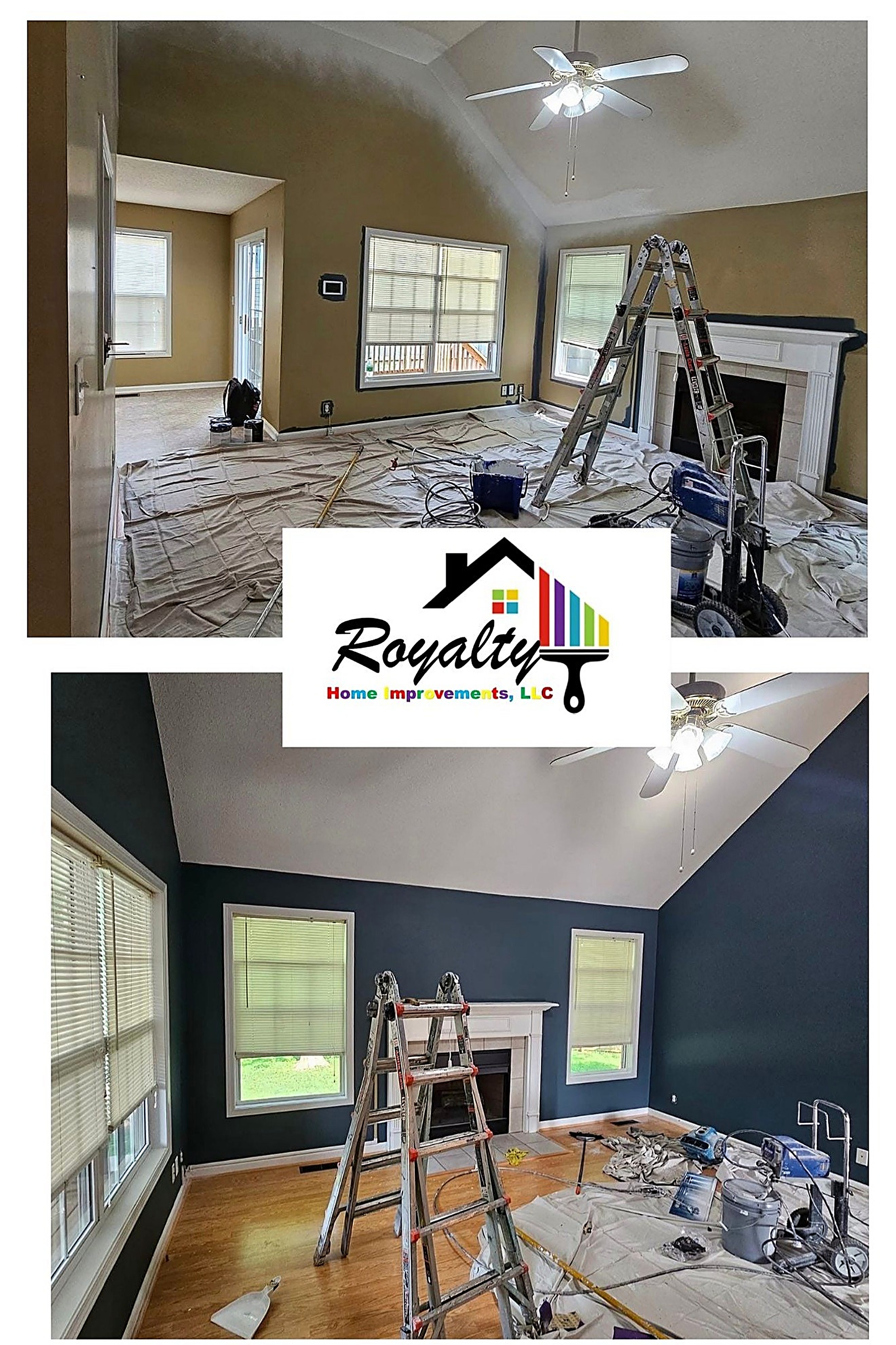 Collection of freshly painted interior rooms with clean walls and trim