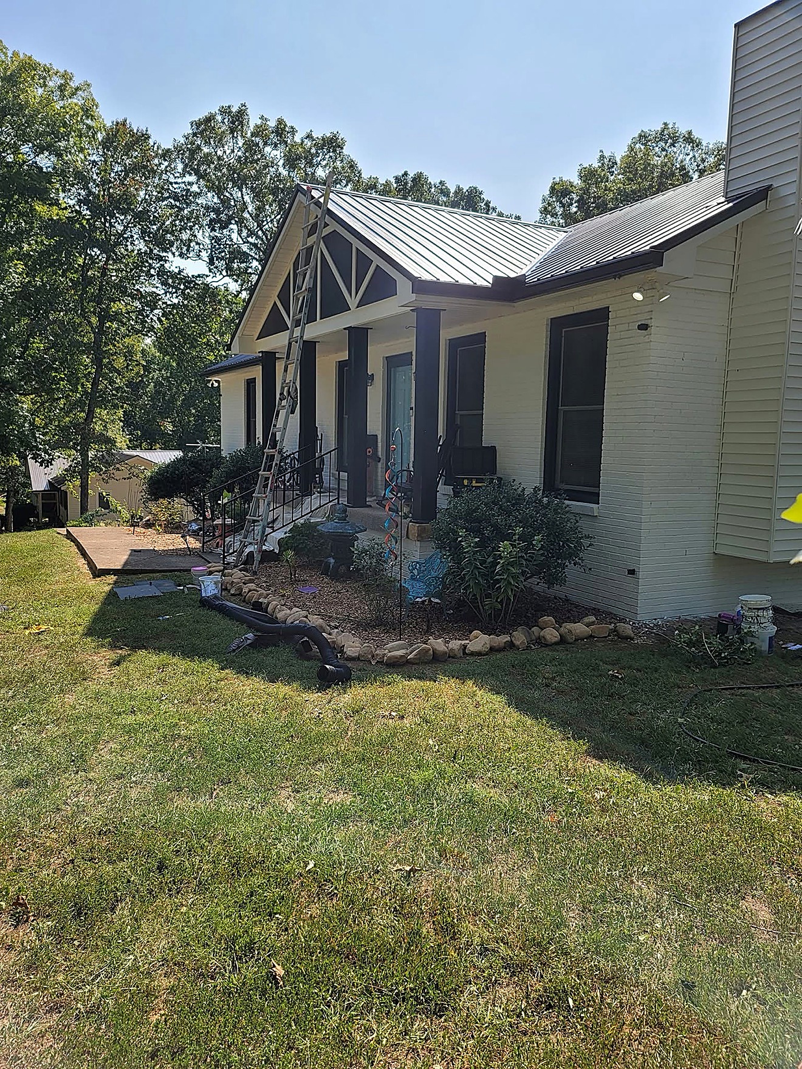 Freshly finished two-story home exterior and front lawn