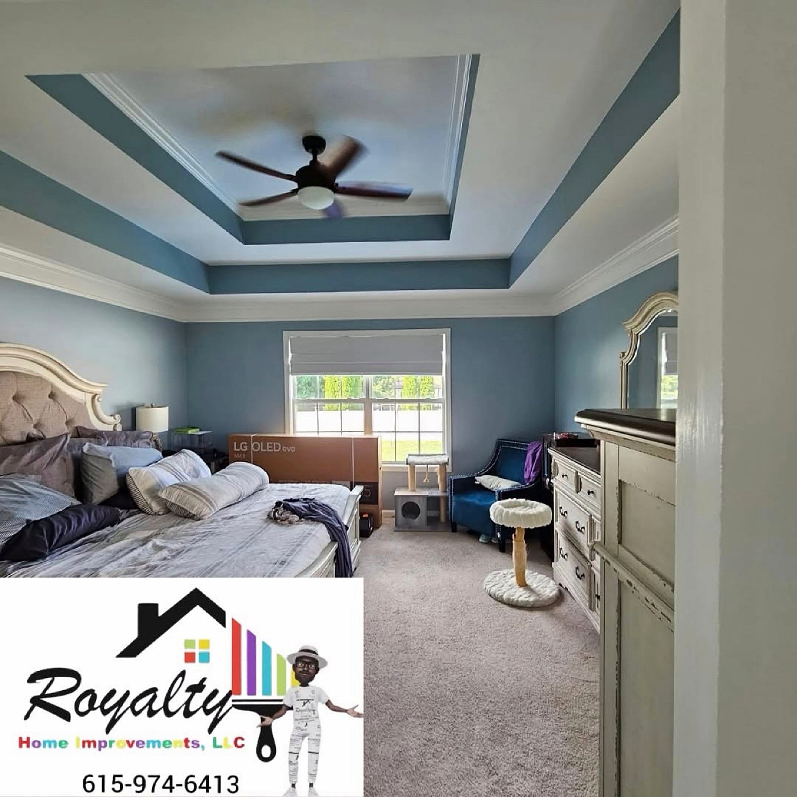 Collage of freshly finished rooms with crisp walls and ceilings